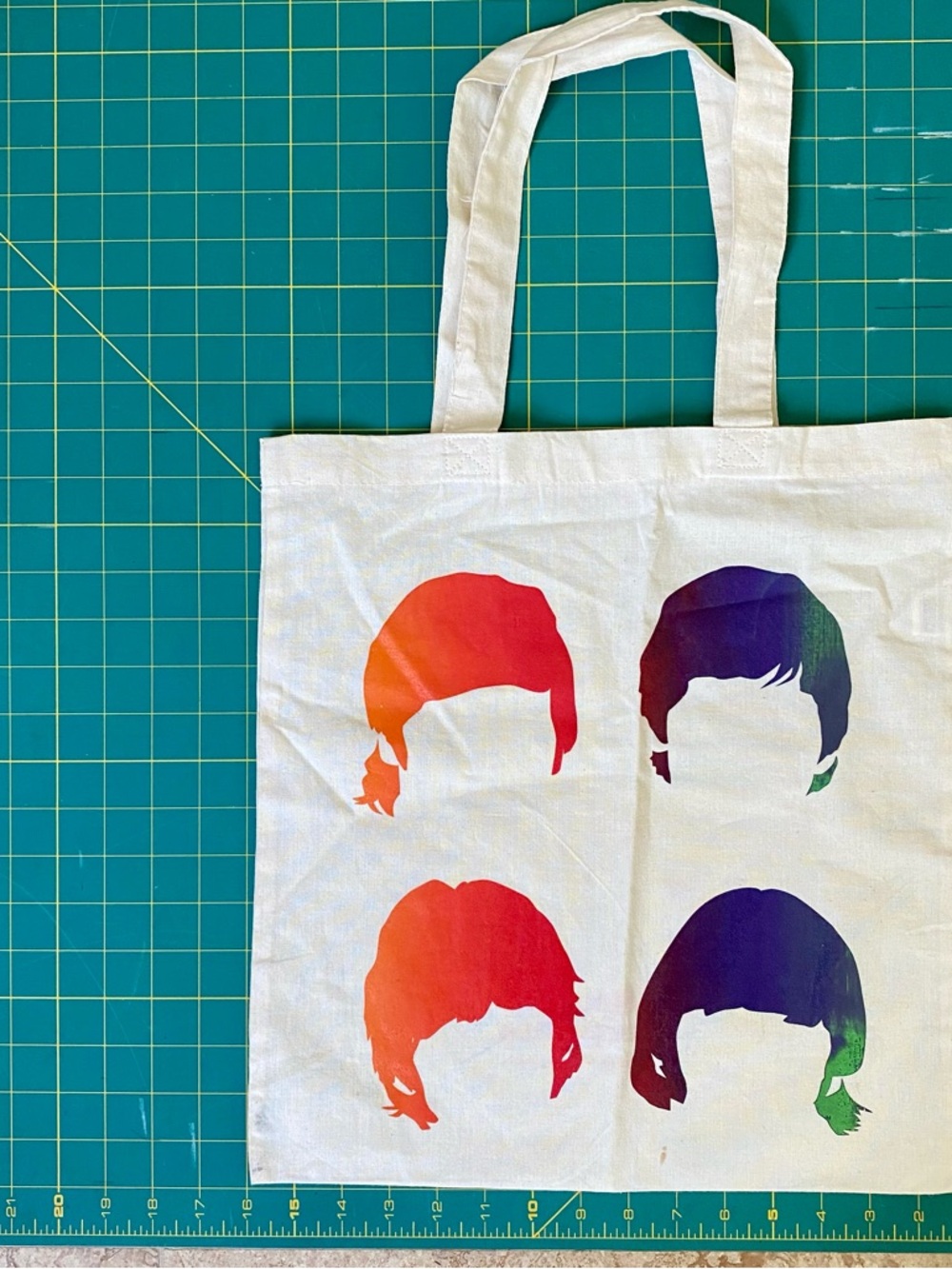Beetles Tote Bag. Rainbow colors. Silk screened in California. - Picture 2 of 11